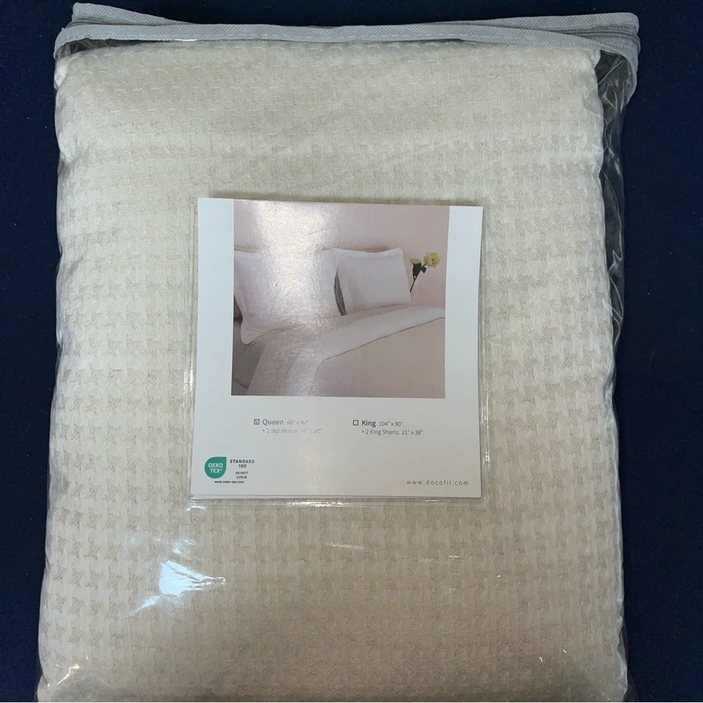 Docofil Cotton/Linen Queen Duvet 90 X90” & 2 Standard Shams Set Made In Portugal